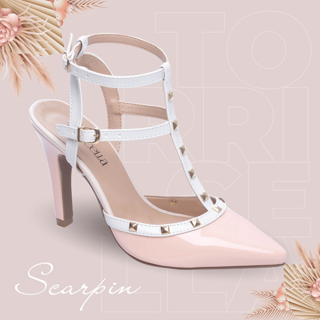 Scarpin Rosê Salto Alto Spikes Sapato Feminino Salto Fino