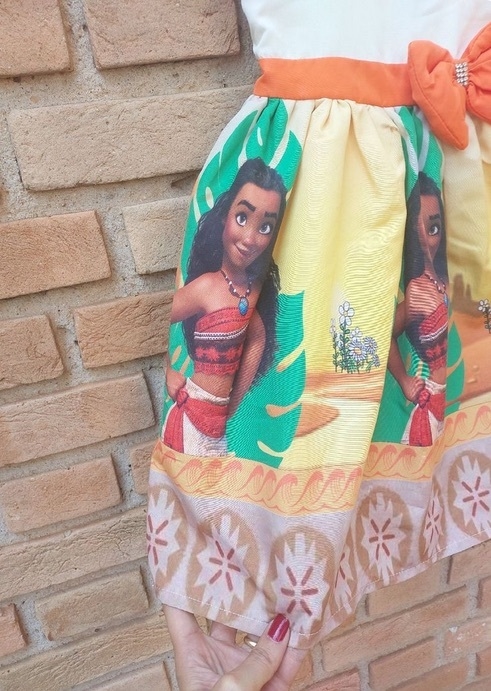 Vestido moana de festa - tam 4 anos - pozinho mágico