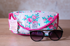 Porta óculos duplo floral rosa