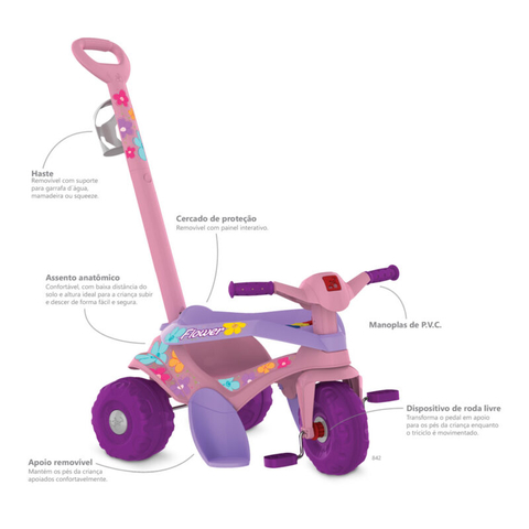 Triciclo Happy Pink 3 X 1 - 7245 - Xalingo - Real Brinquedos