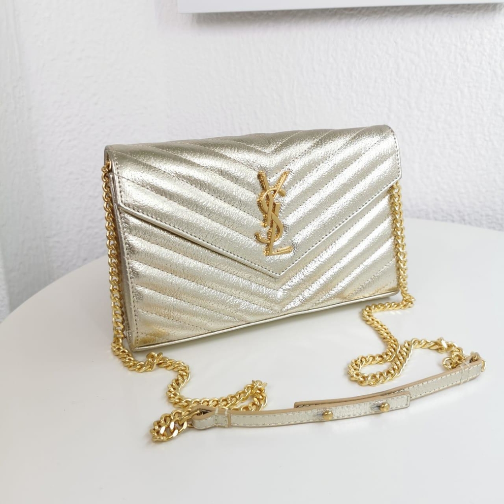 ysl white bolsa silver chain