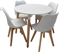 COMBO 4 SILLAS TULIP + MESA EAMES REDONDA 1mts