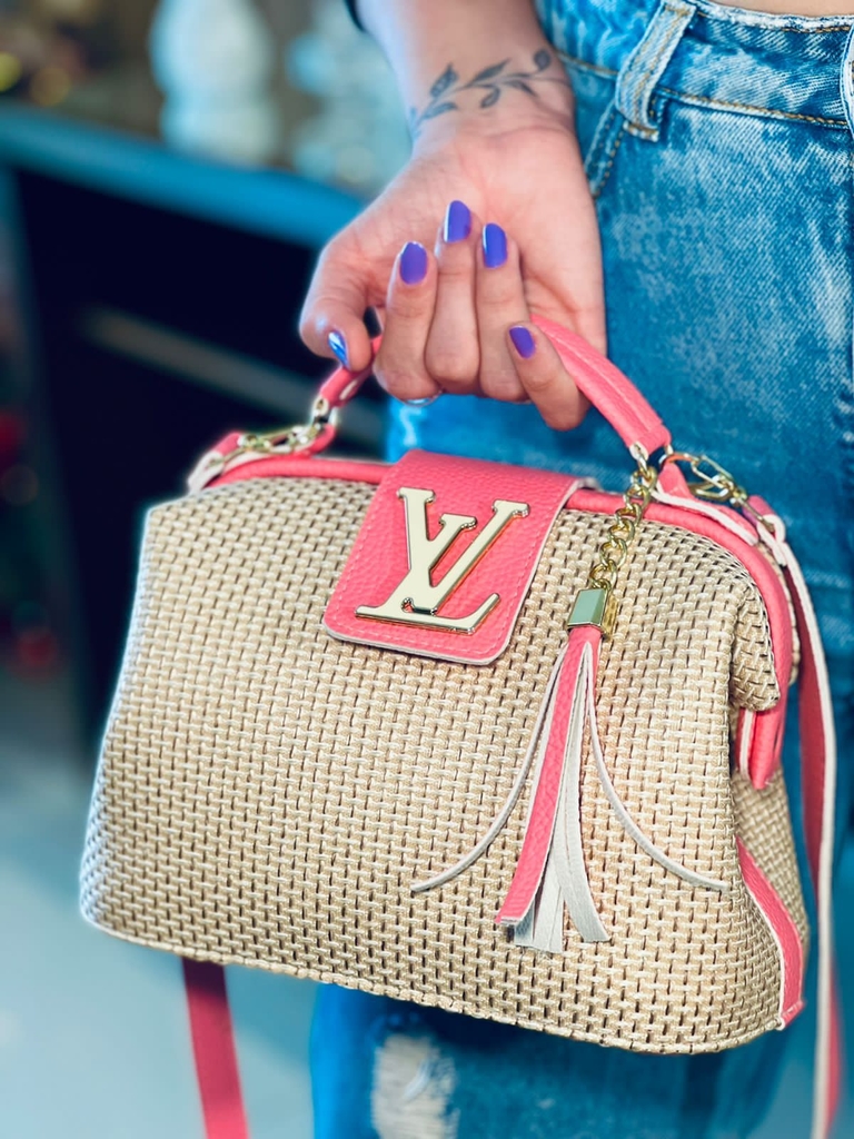 louis vuitton pink denim bolsa