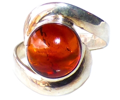 Anillo De Ámbar Rojo & Plata Ley #6 (AR45) - comprar en línea