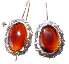 Aretes De Ámbar Rojo & Plata Ley (ARX4)