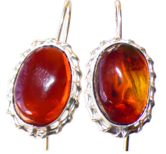 Aretes De Ámbar Rojo & Plata Ley (ARX5)