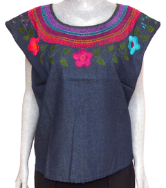 Blusa Mod011 Mezclilla/Flores #002 (M) en internet