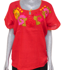 Blusa Mod046 Roja/Flores (M) - comprar en línea