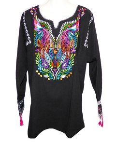 Blusa Pavo Reales Negra/Multicolor #003 (L) - comprar en línea