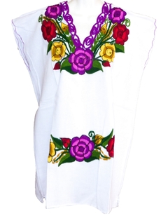 Blusa Zinacantán Blanca/Doble Bordado (XL) - comprar en línea
