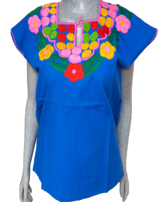 Blusa Zinacantán Azul Rey/Bolitas (S) - comprar en línea