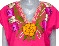 Blusa Zinacantán Fucsia/Ramo Flores (L)
