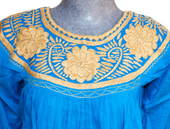 Blusón Unitalla Celeste/Beige (Cuello Redondo)