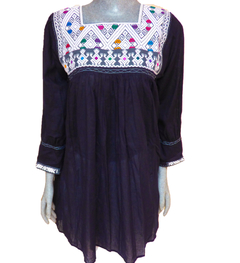 Blusón De Telar Azul Midnight & Gris (Unitalla) - comprar en línea