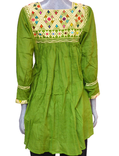 Blusón De Telar Verde & Beige (Unitalla) en internet