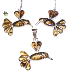 Coordinado Colibríes De Ámbar & Plata Ley .925