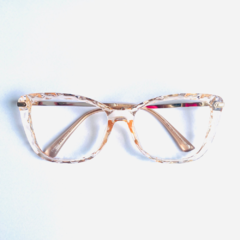Armação de óculos feminina quadrada rosê gold 5611 - Óculos Gama-Armação de Óculos