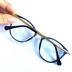 Armação de óculos feminina redondo azul escuro