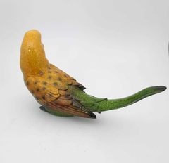 Estatua pássaro verde e amarelo cerâmica - BazarSP - Bazar São Pelegrino