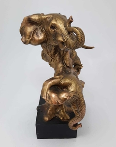 Escultura elefantes não vejo,não falo ,não ouço dourado resina - BazarSP - loja online