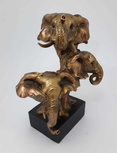 Imagem do Escultura elefantes não vejo,não falo ,não ouço dourado resina - BazarSP
