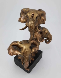Escultura elefantes não vejo,não falo ,não ouço dourado resina - BazarSP - comprar online