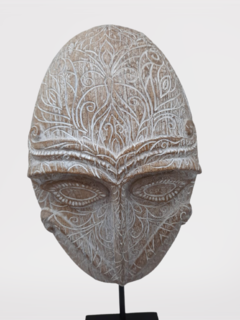 Escultura mascara Inca c/ pedestal resina - BazarSP - loja online