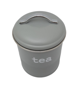 Lata porta chá / mantimento cinza com alça - BazarSP - comprar online