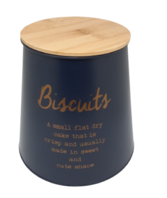 Lata para mantimento Biscuits c/ tampa de bambu - BazarSP