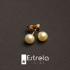 Par de brincos pérola natural 5mm ouro18k/750