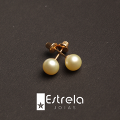 Par de brincos pérola natural 5mm ouro18k/750