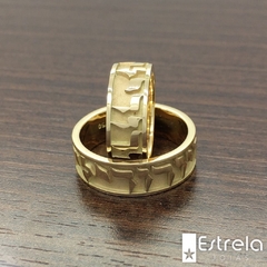 Par de alianças ouro18k/750 personalizada com escrita hebraica REF. 112007 - 16g na internet