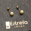 Par de brincos pérola natural 3mm ouro18k/750
