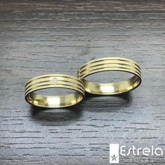 Par de alianças em ouro 18k Ref. 111004-6G -  Estrela Joias | Alianças de Casamento e Noivado em Ouro 18K | Recife
