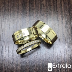 Par de alianças ouro18k/750 + aparador ouro18k/750 REF. 118012 - 12g
