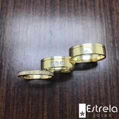 Par de alianças ouro18k/750 + aparador ouro18k/750 REF. 118012 - 12g - comprar online