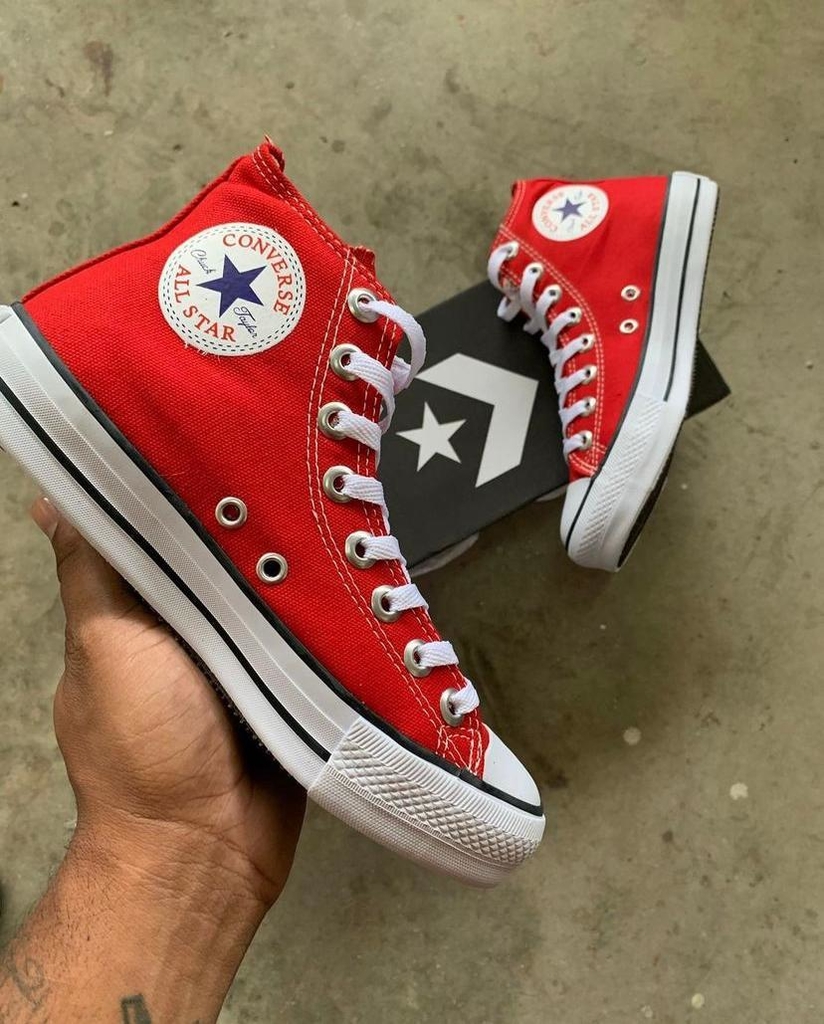 all star de cano alto vermelho