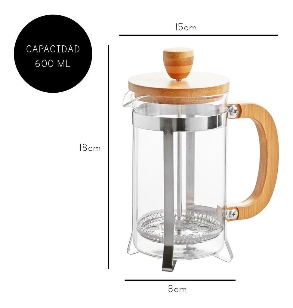 Cafetera francesa de émbolo Timemore de 600ml