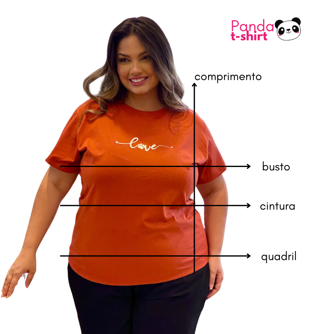 guia de medidas Panda T-shirt Plus Size