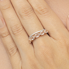 Anel Looping Shine em Ouro Rosé e Branco 18K, Quartzo Translúcido e Diamantes - comprar online