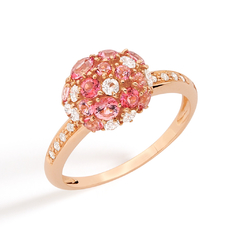 Anel Bubbles Rosé em Ouro Rosé 18K, Safira Branca, Topázio Pink e Diamantes