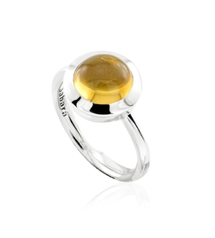 Anel Sabará em Prata 925, Citrino e detalhe em Ouro Rosé 18K e Diamante.