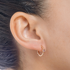 BRINCO JOY EM OURO ROSÉ 18K COM TURMALINA ROSA - comprar online