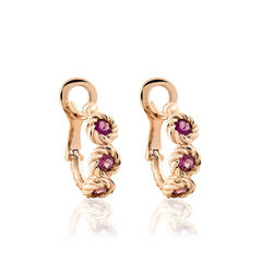 BRINCO JOY EM OURO ROSÉ 18K COM TURMALINA ROSA