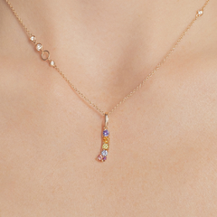 Pingente Letra I em Ouro Rosé 18K e Gemas Preciosas - comprar online