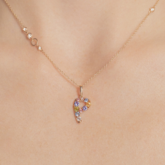 Pingente Letra P em Ouro Rosé 18K e Gemas Preciosas - comprar online
