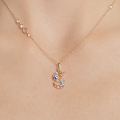 Pingente Letra S em Ouro Rosé 18K e Gemas Preciosas - comprar online