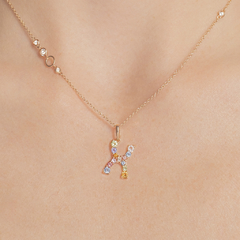 Pingente Letra X em Ouro Rosé 18K e Gemas Preciosas - comprar online