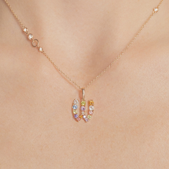 Pingente Letra W em Ouro Rosé 18K e Gemas Preciosas - comprar online