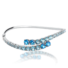 Pulseira Yara em Ouro Branco 18K com Topázio Azul e Topázio Branco